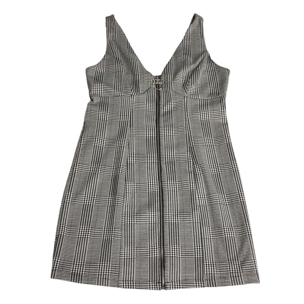 Y2k Love Tree Babydoll Mini Dress Medium Houndstooth Bodycon Zip 90s Punk Grunge